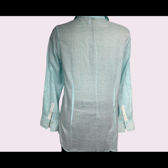 FDJ striped clear green and white long shirt Size 10 - Picture 10 of 13